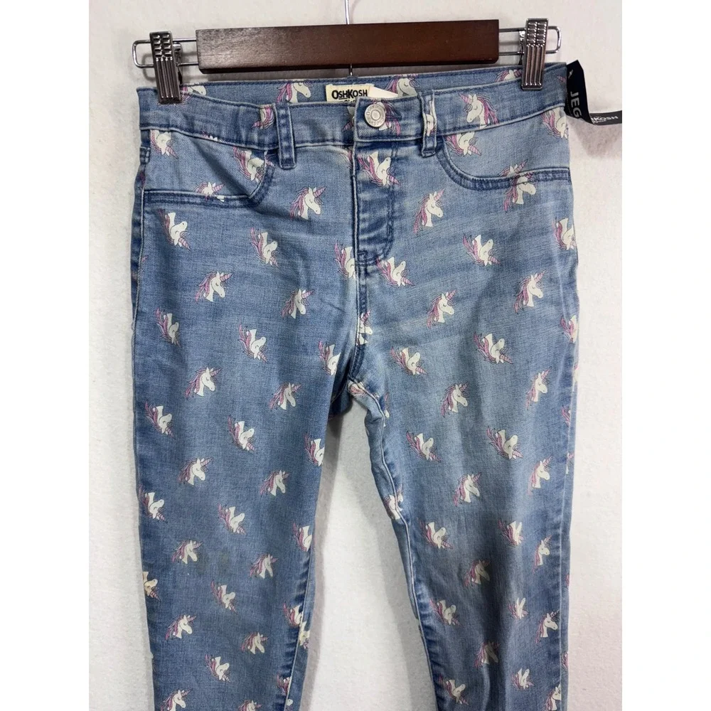 OshKosh B'gosh Kids Jeans Size 12 Unicorn‎ Print Denim Stretch Pants Girls New